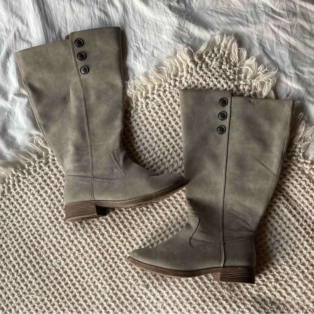 Wide Calf Nora Button Trim Tall Boot - taupe